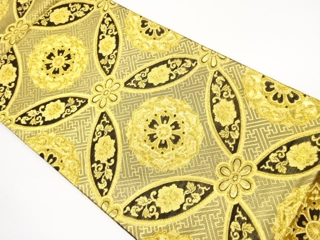 佐賀錦七宝に華文模様織出し全通袋帯